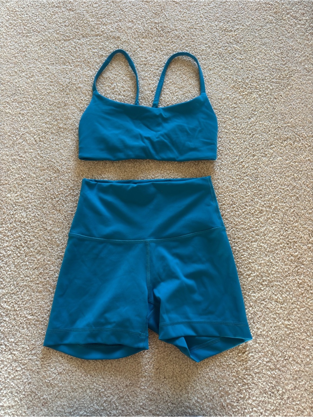 lululemon athletica Blue Sports Bra & High-Waist Shorts Set